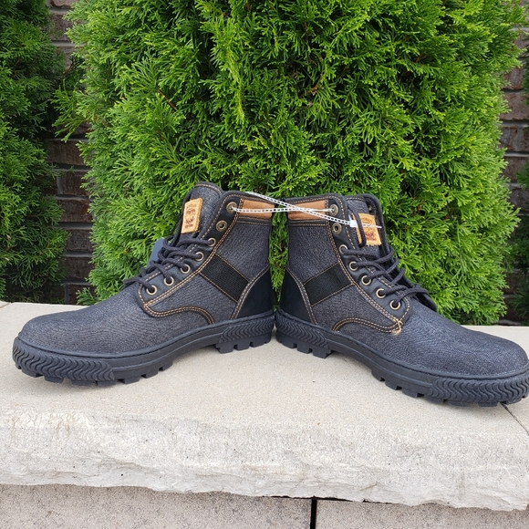 NWT LEVI'S Lace-up High-top Denim/Leather Boots 9 - Picture 3 of 9